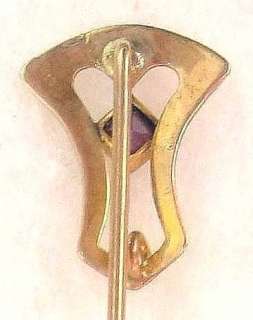   Art Deco / Nouveau Era Solid 10K Rose Gold Amethyst Stick Vntage Pin