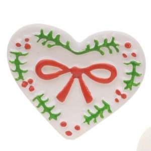  Plastic Heart Shaped Christmas Themed Button 20mm x 23mm 