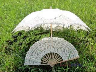 Handmade 3Color Lace Parasol Umbrella Fan Wedding Decor MT004  