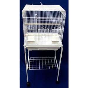  Square Top Small Bird Cage with Stand in White Pet 