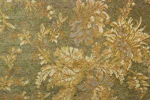 Floral Chenille Upholstery Fabric Moss Green Gold 4.75Y  
