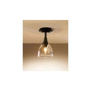    ZW01 Trumpet 1 Light Semi Flush Mount in Black with Soft Amber glass