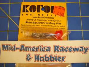   Big Head Pro Body Pins 48 Pk Slot Car 1/24 Mid America Raceway  