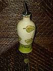 Ceramic vinegar bottle spout top pourer dispenser green yellow leaf 