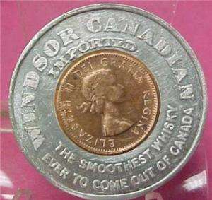 ENCASED CANDIAN PENNY 1964 WINDSOR CA. WHISKEY 8087C  