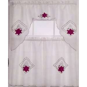  Flower Kitchen/cafe Curtain Tier and Swag Set