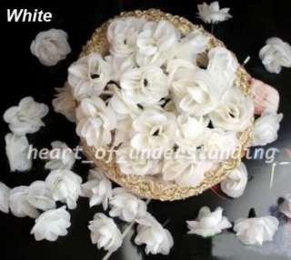   Silk Rose Flower Heads Lot Wedding Hair clip Craft Cards White  