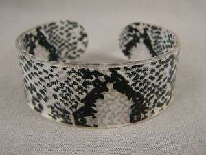   snake lizard skin print plastic bangle cuff 1 wide bracelet  