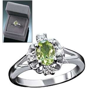  Sterling Silver Geniune Peridot Ring in Gift Box Size 6 