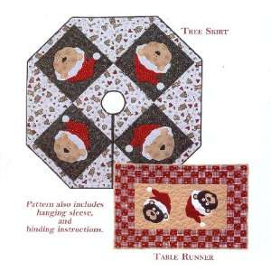   Quilt Pattern features a Santa bear on a tree skirt or table runner