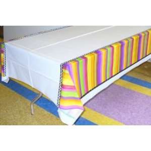   Fiesta Stripes Plastic Banquet Tablecloth 54 x 108