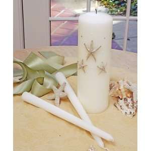   Favors White Beach Unity Candle & Taper Set