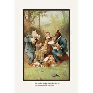 Teddy Roosevelts Bears Teddy B and Teddy G at a Picnic   12x18 