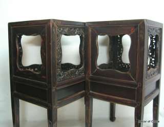 2XChinese Antique Carved Side Table Plant Stand MA20 03  