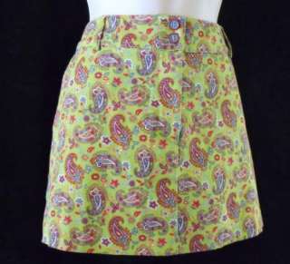 ETRO Milano size 46 12 M L Skirt Green Paisley Cotton Blend Mini Short 