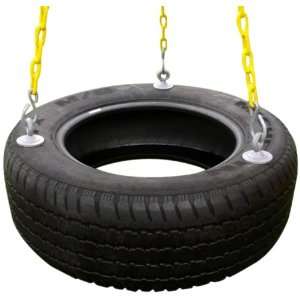   Gym 3 Chain Rubber Tire Swing with Coated Chain (Black) Toys & Games