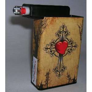 Cigarette Case Heart Cross. Built on lighter compartment. Holds hard 