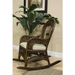 com St. Lucia Indoor Rattan and Wicker Rocking Chair Finish Antique 