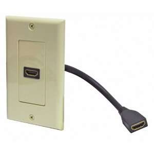  HDMI Pigtail Wall Plate, Ivory Electronics