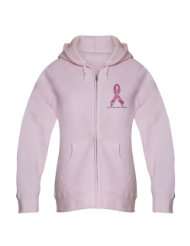 Artsmith, Inc. Womens Zip Hoodie Cancer Pink Ribbon Support Breast 